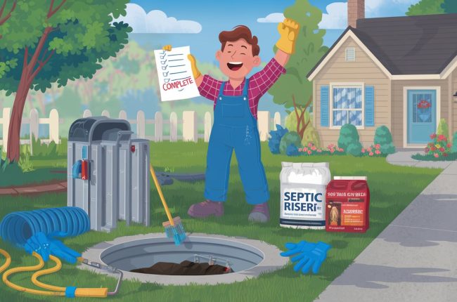 A person with a checklist on Septic Tank Costs completed.