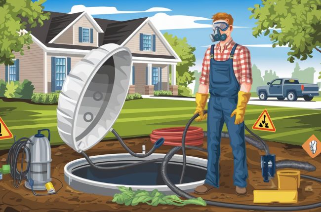 a man has learned how to DIY septic pumping