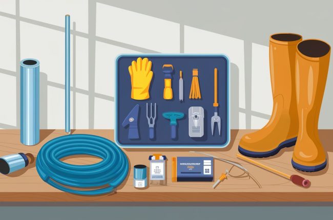 A table with Tools Needed for Septic Maintenance