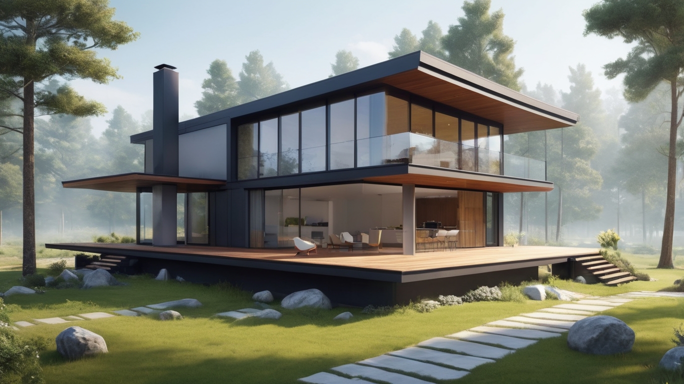 'Infographic showing a vacuum septic system in proportion to a house, highlighting environmental benefits.
