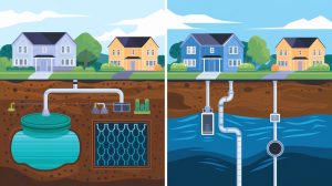 Septic Tanks vs. Sewer Systems infographics