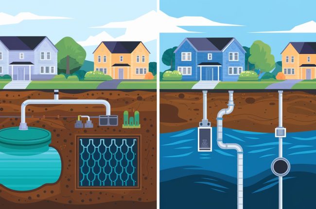 Septic Tanks vs. Sewer Systems infographics